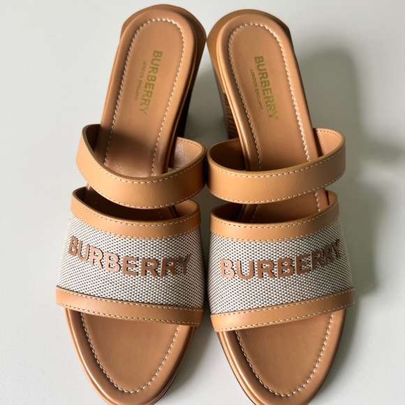 Burberry Logo Print Canvas and Leather Sandals - Picture 6 of 15